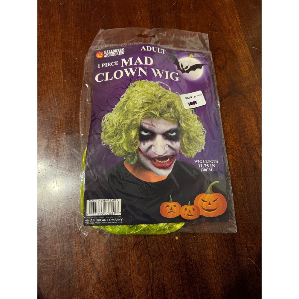 Halloween Accessories Adult Mad Clown Wig Neon Green Curly Joker Costume VR153